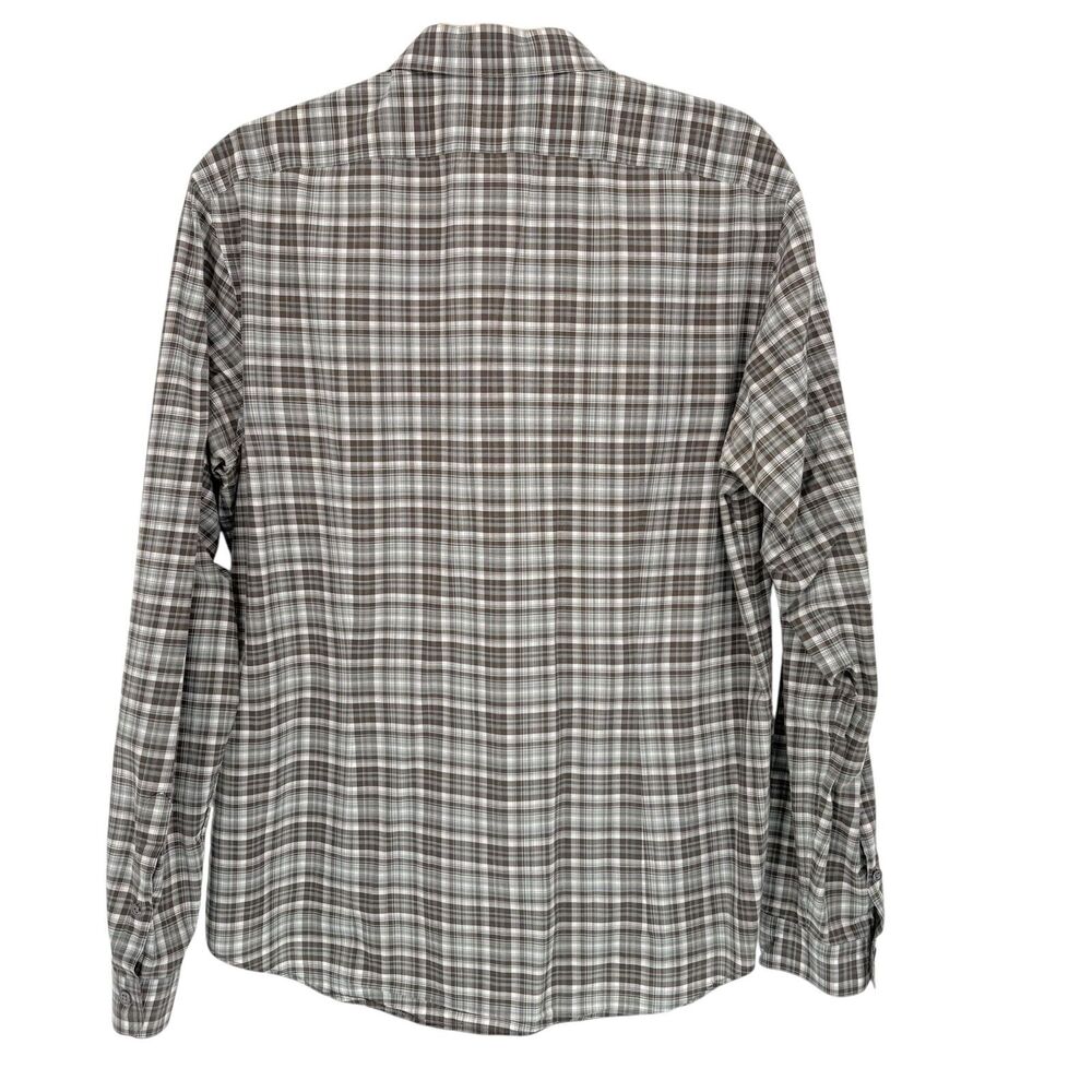 John Varvatos Shirt Large Plaid Long Sleeve Button Up Cotton Double Flap Pockets - Picture 2 of 8